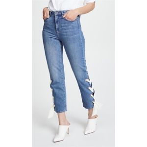 PAIGE Sarah High Rise Straight Lace-Up Jeans